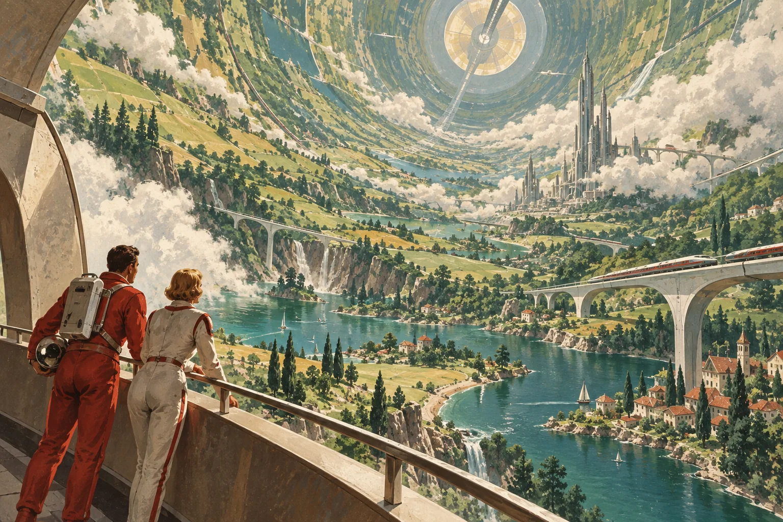 Retro orbital habitat — AI-created illustration