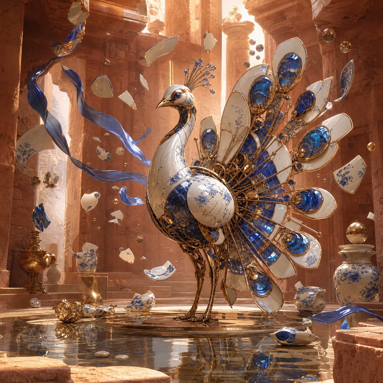 Porcelain peacock