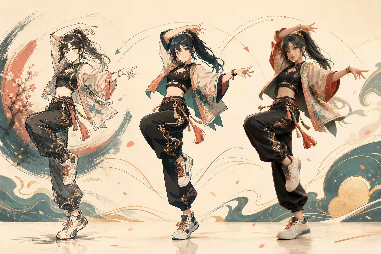 2D, cel-shaded, and 3D-style anime characters