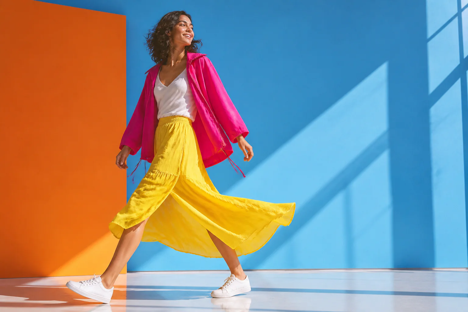 Turn a fashion model photo into a walking video