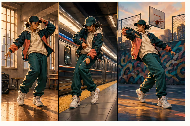 Stylized character hip-hop performance